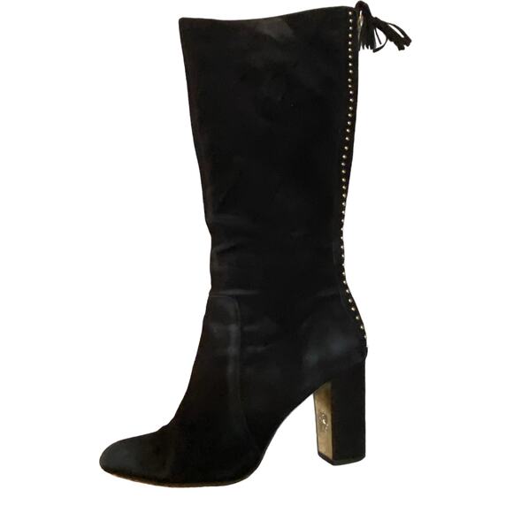 Anne Klein Shoes - Anne Klein - Women's Gold Studded Tassel Zipper Knee High Boots - Size 7.5